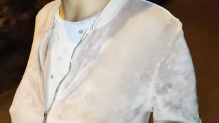 Kinky stud is tearing up his neighbor's nasty wifey in the street, in the middle of the night