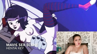 Plump damsel is fapping while witnessing animation pornography and bellowing from enjoyment during an ejaculation