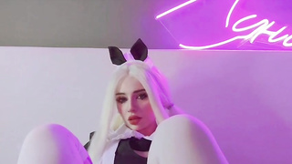 Exquisite blondie honey is providing a feetjob to a stud she is in love with