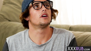 Filthy gamer loved incredible lovemaking rubdown by a crazy big-chested COUGAR August Ames