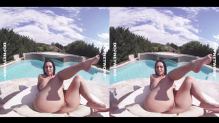 VR queen Kira Princess wants your manhood in her cunny for poolside POINT OF VIEW plow