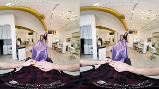 Petite jugged brown-haired in black nylons is railing a rock firm stiffy in front of the camera