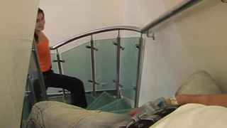 Beautiful dark haired shanna preps for oral