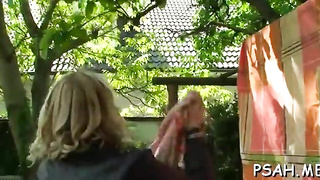 Magical chick juggles on fat python