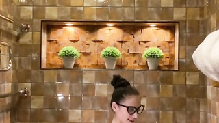 Warm  washes and plays with faux-cock in the bathroom. Backstage - MaryVincXXX