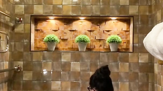 Warm  washes and plays with faux-cock in the bathroom. Backstage - MaryVincXXX