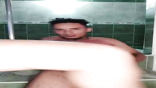 Naughty dude is boinking a trampy, tatted sandy-haired in front of the camera, late at night