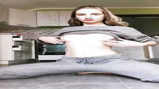 Slender dame is petting her poon on webcam while she is alone at home and insatiable