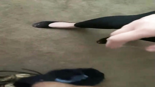 Trampy honey from Texas is inhaling a fat, black stiffy in front of the camera