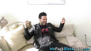 Big-Boobed ebony ho inhaling and railing