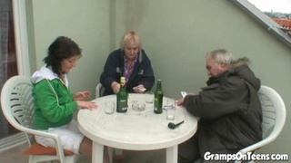 PREMIUMGFS - Teenie rails granddad schlong in muddy 3some