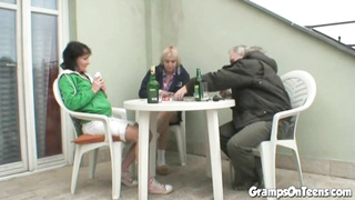 PREMIUMGFS - Teenie rails granddad schlong in muddy 3some