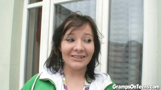 PREMIUMGFS - Teenie rails granddad schlong in muddy 3some