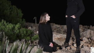 Cool and dirty Italian queen Silvia Soprano gets a tough face pummeling and licks butt outdoors