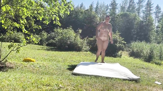 Mischievous duo is having bang-out in the nature, in the middle of a stunning day