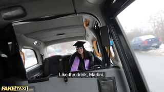 Chloe Lamour is having hard-core lovemaking with a cab driver, in the back of his van