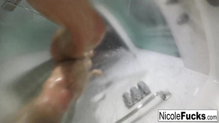 Unbelievable female with large knockers, Nicole Aniston is having a bathroom in front of the camera