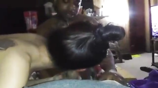 Ambidextrous, black dude is throating a stiff, white pecker during an bi-racial, mmf three way with mates