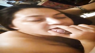 Kinky fellow is wailing while his step- mommy is inhaling his manstick, like a real professional