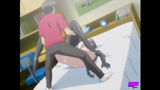 Animation brown-haired with yam-sized, rock-hard hooters is shrieking while having xxx intercourse with a pal