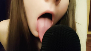 Long tongue mic munching ASMR Brain ejaculation