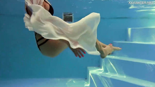 Uber-Cute nymph is permanently dressed in little swimsuits and highly leisurely getting bare while swimming alone