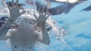 Uber-Cute nymph is permanently dressed in little swimsuits and highly leisurely getting bare while swimming alone