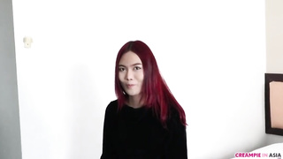 Spraying my man juice deep in a tall Thai fledgling ginger-haired