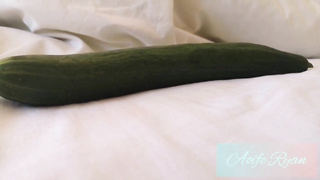 Super-Naughty inexperienced lady, Aoife Ryan is using a humungous cucumber while milking, instead of hook-up playthings