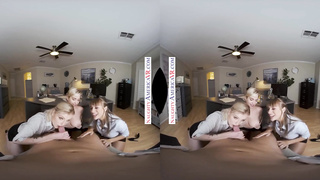 Insatiable America - Luxurious workers, Angel Youngs, Skye Blue, & Hyley Winters, tag-squad the chief to get