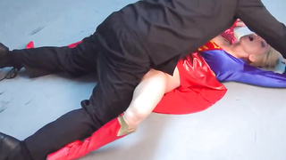 Superheroine got caught by guys who just want to have some joy with her enormous funbags