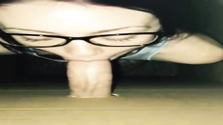 Pecker lovin’ honey is pleasuring a random dude thru a gloryhole and listening to his bellows