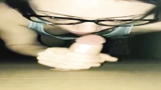 Pecker lovin’ honey is pleasuring a random dude thru a gloryhole and listening to his bellows