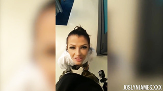Joslyn James is having torrid romp with a black stud, in front of the camera