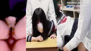 【個人撮影】清楚なセーラー服女子〇生を教室で即ハメ！【美少女・立ちバック・喘ぎ声・黒髪・色白・着衣・素人・制服・連続イキ】