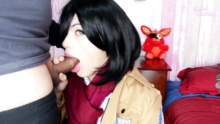 Mikasa Wants Eren's Rod and Jism - Assault on Titan Costume Play