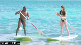 Good looking dark haired is having scorching fucky-fucky with a black dude, in the middle of the day