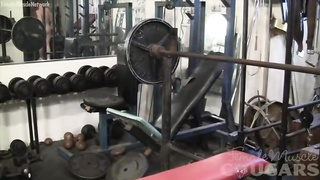 Slender mature with puny cupcakes is stroking in the gym and shrieking from gusto while jizzing