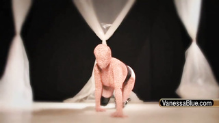 Big-Chested damsel in softcore garment, Blue Zentai is toying with a hook-up plaything on webcam