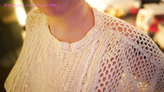 Preggie nymph coats a Christmas tree and gets internal cumshot