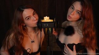 Crimson haired gals are having an astounding ASMR sesh in the middle of the night