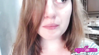 Allison is licking and swallowing so much, because she loves her stomach to be tucked