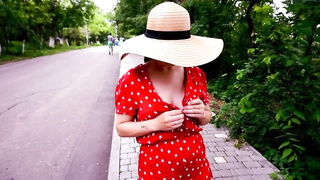 Fascinating honey is caressing a ginormous, rock hard trouser snake in front of the camera, in a motel bedroom