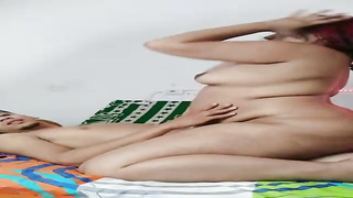 Plump honey with crimson hair is penetrating a stud from the vicinity, in front of the camera