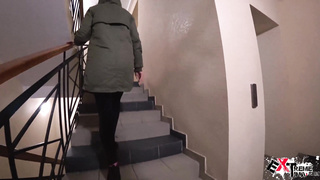 Gf Blow Phat Man Meat in Porch after a Walk - Jism in Gullet