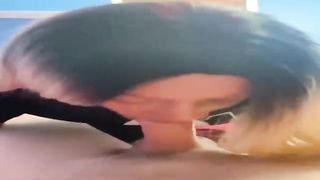 Huge bum, Ebony honey in black, fishnet stocking is about to deep-throat and rail manhood