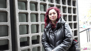 GERMAN SANDY-HAIRED SCHOOL TEENIE - Tat Model Ria Crimson - Pickup and Wet Audition Pound - GERMAN SCOUT ´