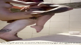 Slender honey is having hook-up in the douche with a fantastic, tatted dude she luvs a plenty of