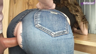 Pounded a sweetie thru a crevice in denim and jizz in her cock-squeezing snatch - Bellamurr