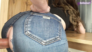 Pounded a sweetie thru a crevice in denim and jizz in her cock-squeezing snatch - Bellamurr